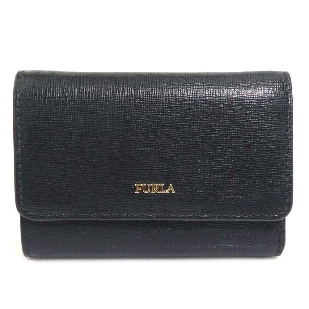 Auth Furla Tri-Fold Wallet Black #302699F69B